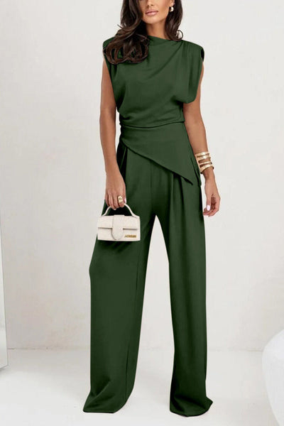 Aravie | Nieregularny bezrękawnik, casualowy zestaw dwuczęściowy