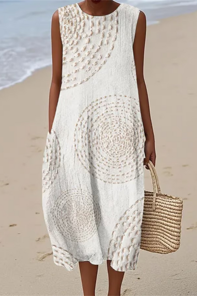 Maelle | Długa sukienka bez rękawów z teksturowanym wzorem