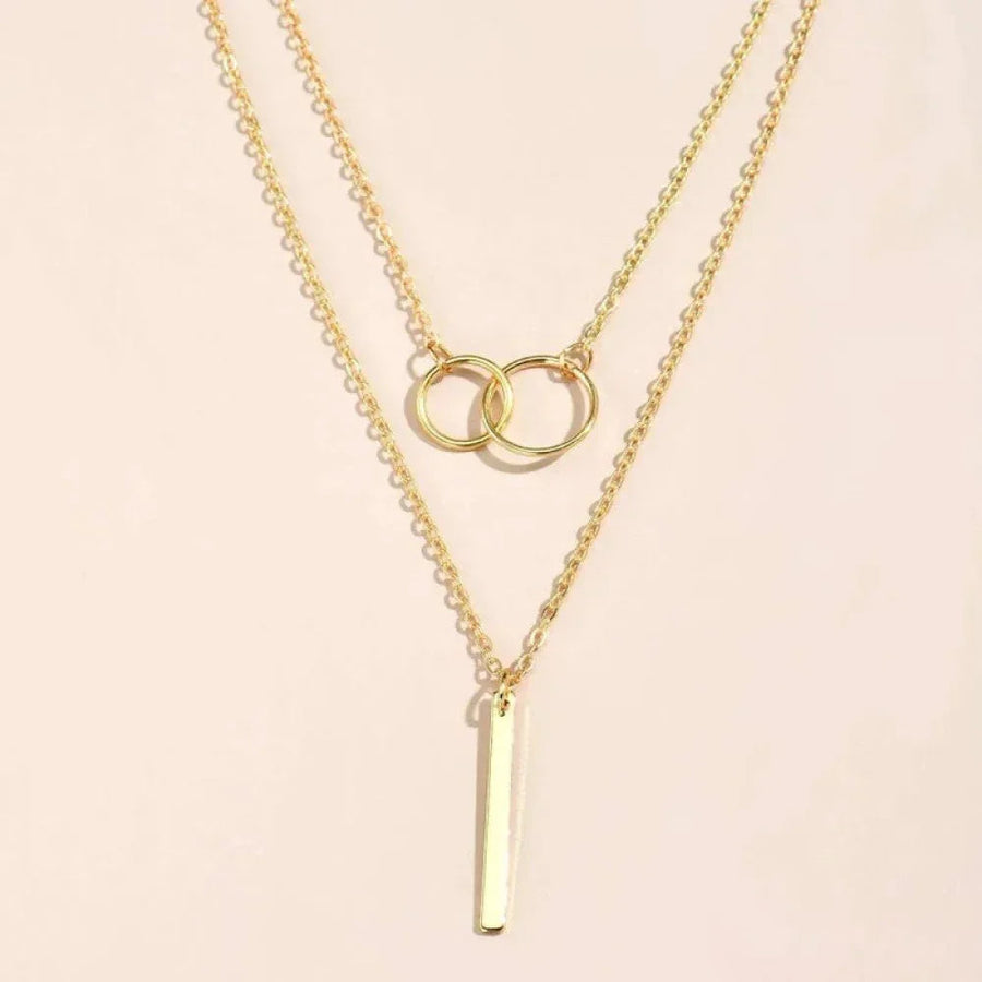 Retro Gold Double Circle Pendant Necklace