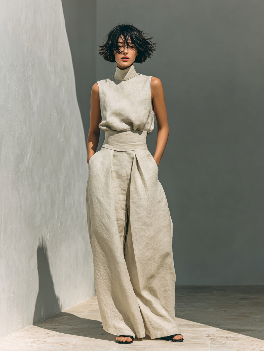Vlatka – Sleeveless Blouse and Wide Leg Pants Set