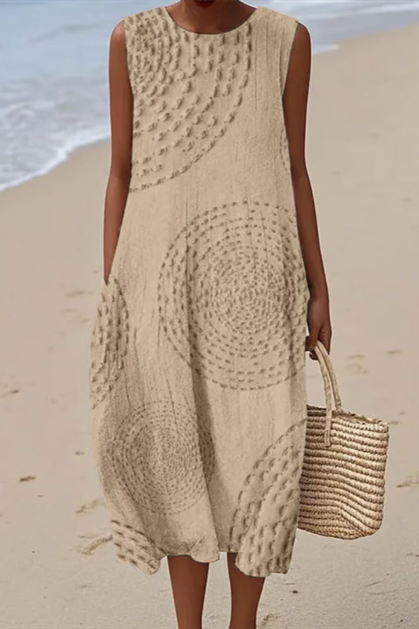 Maelle | Długa sukienka bez rękawów z teksturowanym wzorem