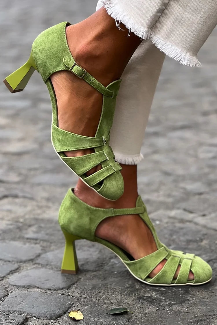 Isabel | Green Vintage Strap Heels