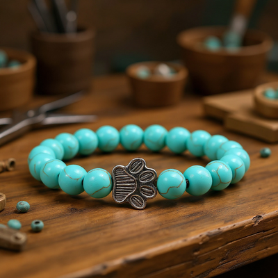 Beaded Paw Bracelet – Natural Stone Design