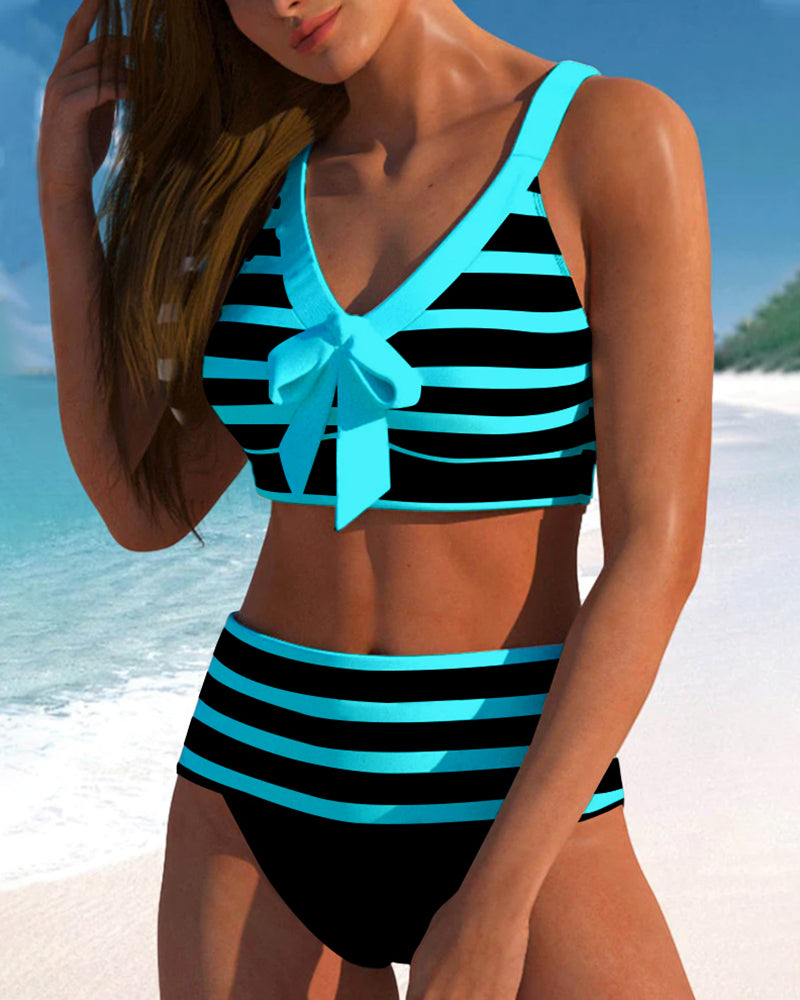 Roksana | Pasiaste bikini z wysokim stanem