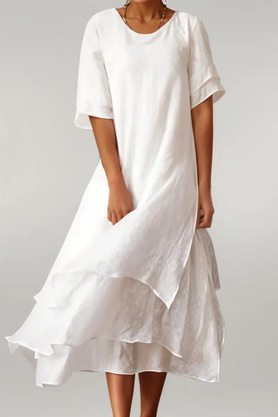 Isa | Lekka Midi Sukienka z Warstwami