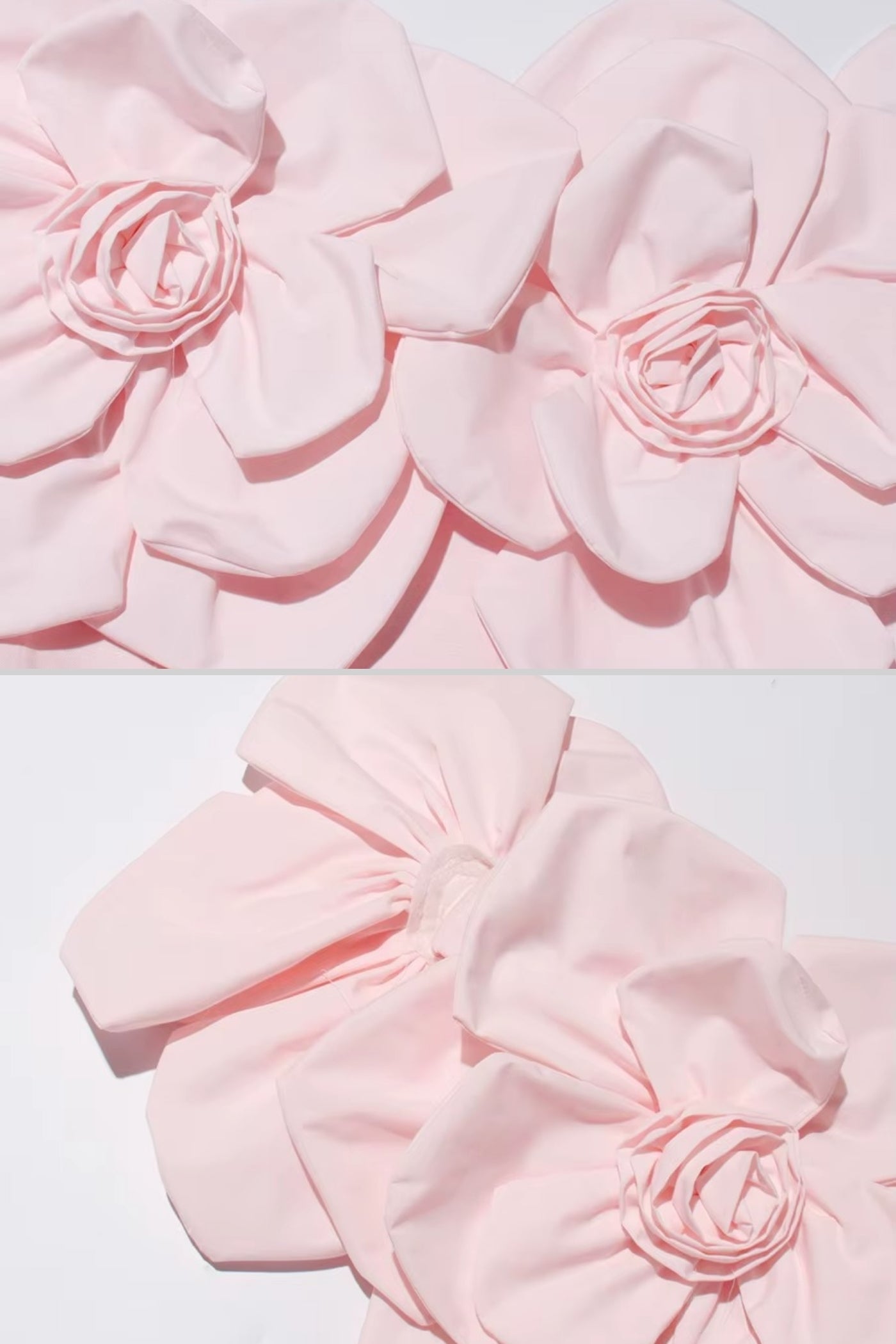 Sukienka Midi Bez Ramiączek z Dużymi Kwiatowymi Akcentami z Tkaniny