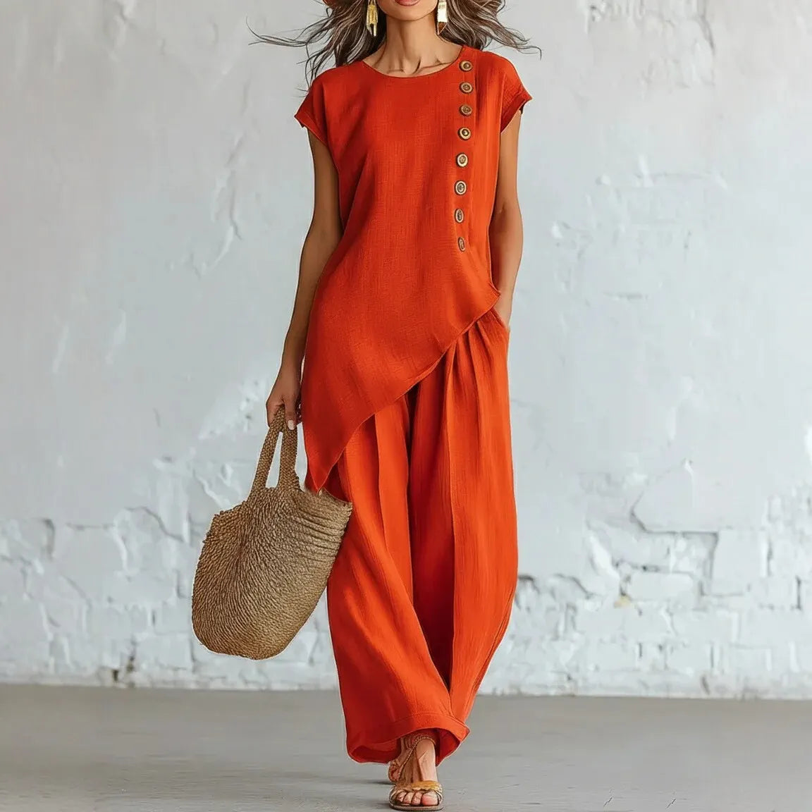Elara – Asymmetrical Two-Piece Wide-Leg Set