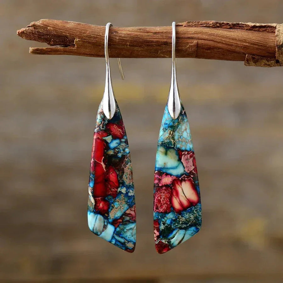 Retro Colorful Stone Earrings