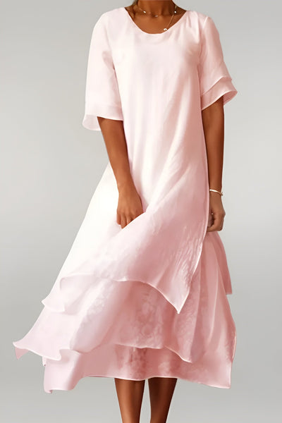 Isa | Lekka Midi Sukienka z Warstwami