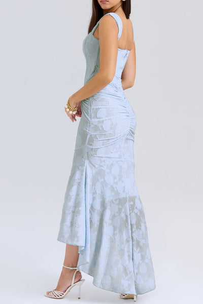 Elin | Niebieska sukienka maxi w kwiaty