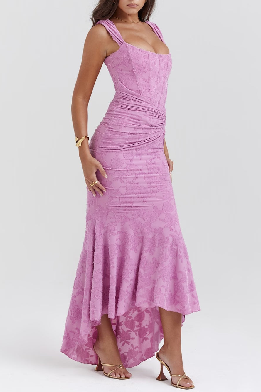 Elin | Niebieska sukienka maxi w kwiaty