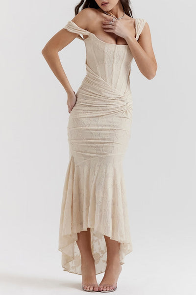 Elin | Niebieska sukienka maxi w kwiaty