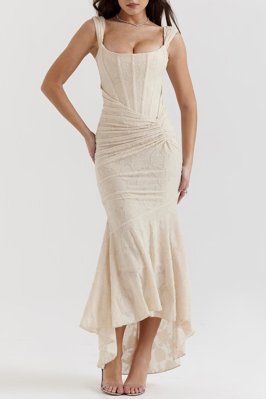 Elin | Niebieska sukienka maxi w kwiaty