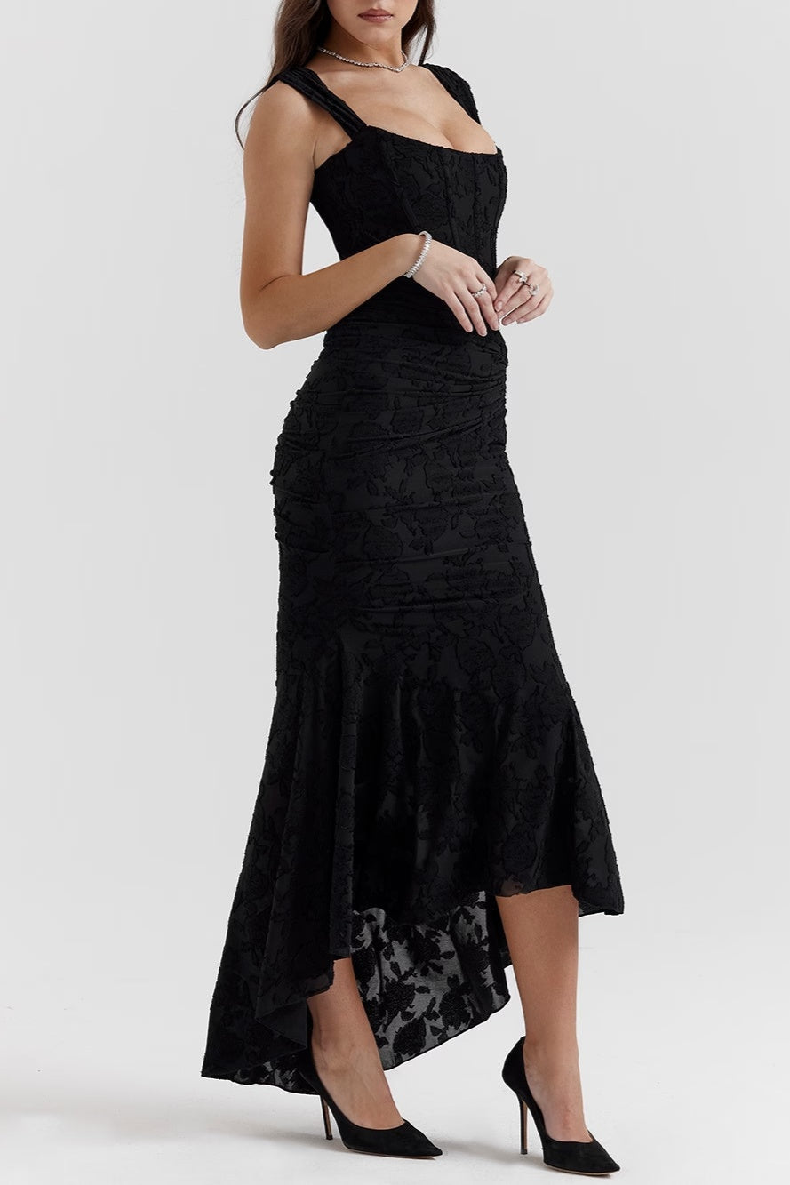 Elin | Niebieska sukienka maxi w kwiaty