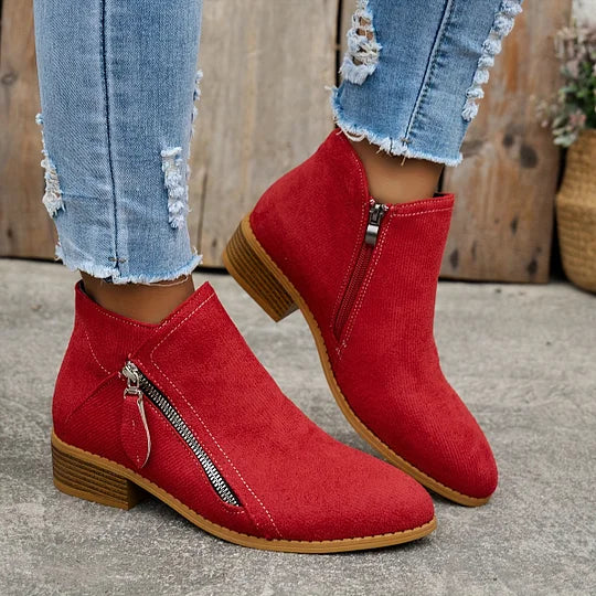 Farah - Leather Orthopedic Ankle Boots with Zipper