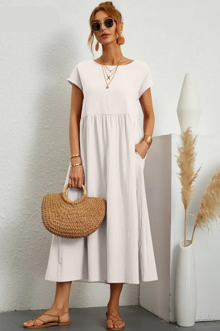 Isamene | 100% Czysta Bawełna Casual Midi Sukienka