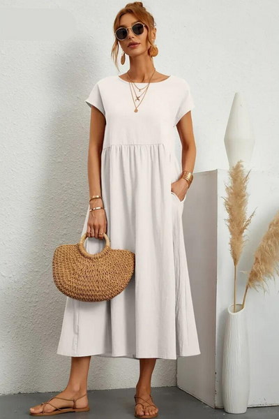 Isamene | 100% Czysta Bawełna Casual Midi Sukienka