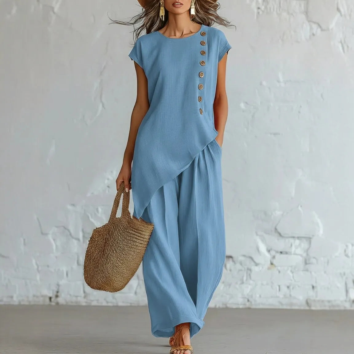 Elara – Asymmetrical Two-Piece Wide-Leg Set