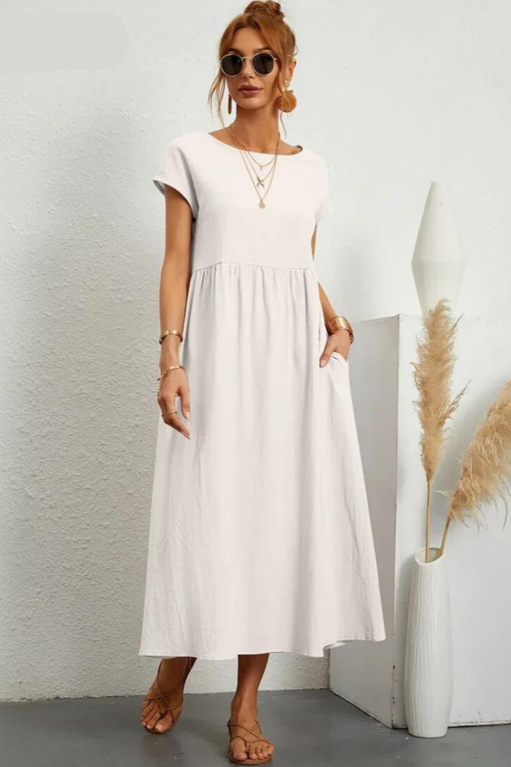 Isamene | 100% Czysta Bawełna Casual Midi Sukienka