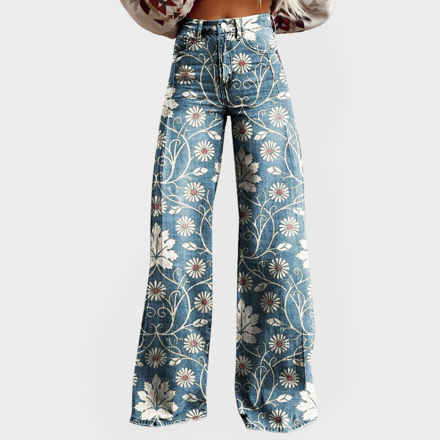 Stylish Floral Pants with Wide Legs