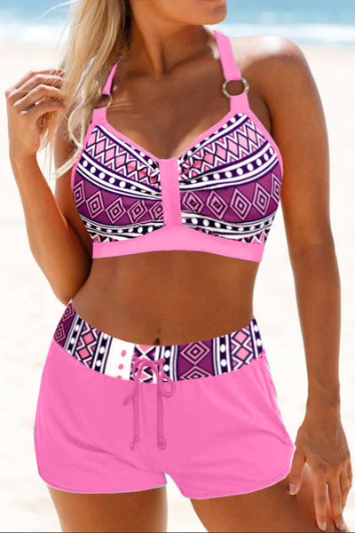 Salomea | Bikini z wysokim stanem i geometrycznym nadrukiem