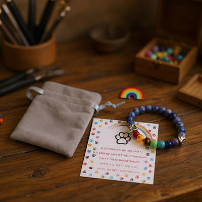 Rainbow Bridge Memorial Bracelet – 7 Chakra Bead Gift for Pet Loss