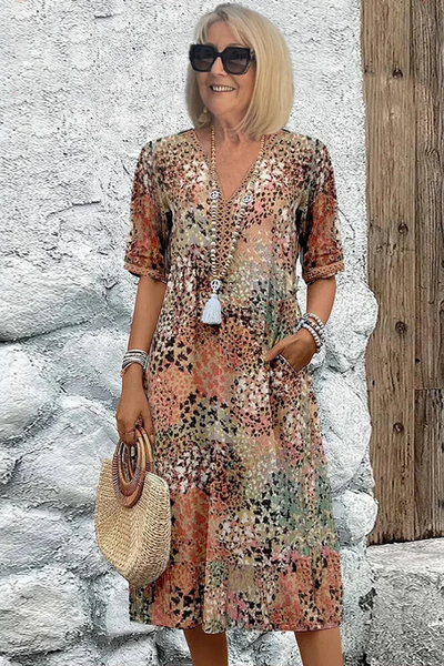 Eleanor | Wydrukowana Sukienka Boho Midi