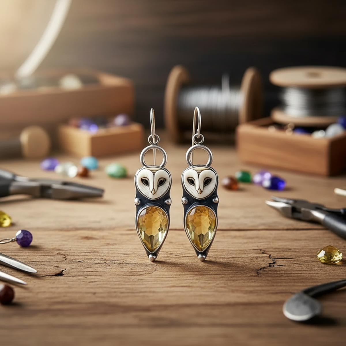 Boho Owl Drop Earrings - Nickel Free for Sensitive Ears