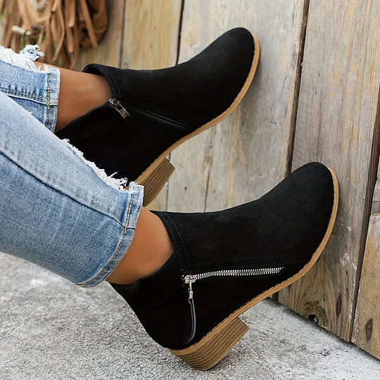 Farah - Leather Orthopedic Ankle Boots with Zipper