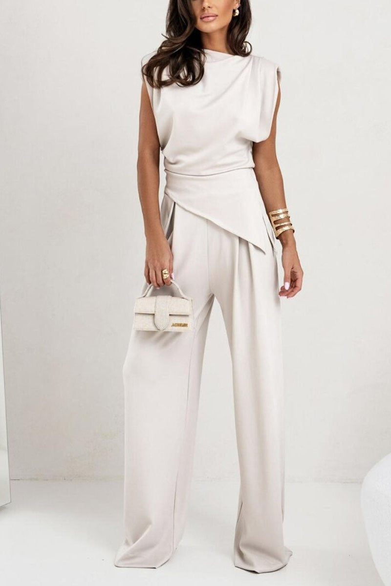 Aravie | Nieregularny bezrękawnik, casualowy zestaw dwuczęściowy