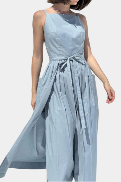 Alina | Dezi Długa Sukienka Bez Ramiączek z Regulowanymi Sznurkami Bocznie