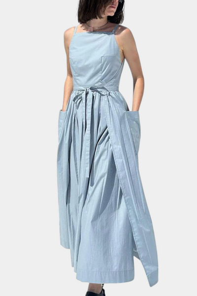 Alina | Dezi Długa Sukienka Bez Ramiączek z Regulowanymi Sznurkami Bocznie