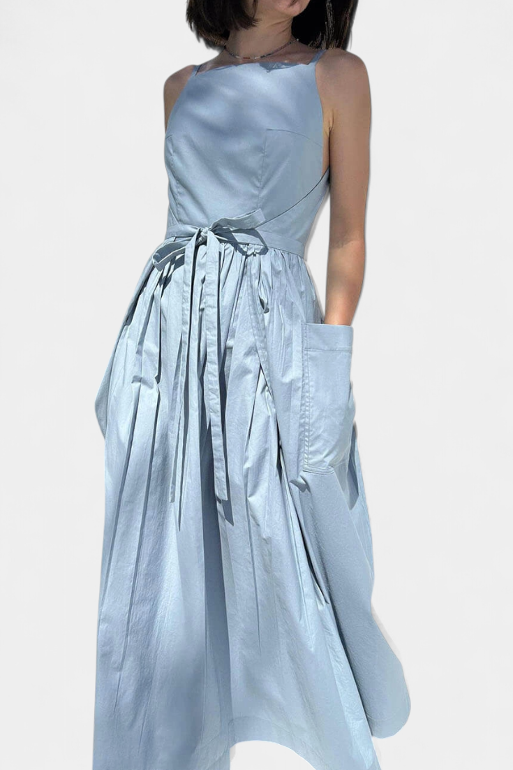 Alina | Dezi Długa Sukienka Bez Ramiączek z Regulowanymi Sznurkami Bocznie