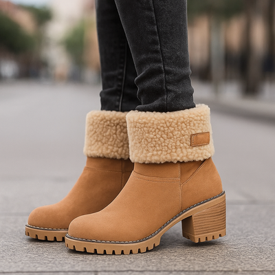 Sienna Ankle Boots | Fur Trim Block Heel Ankle Boots