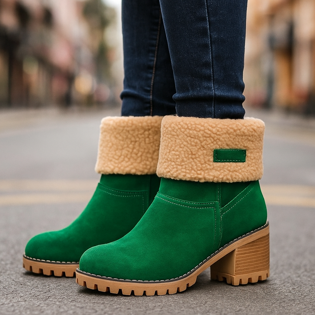 Sienna Ankle Boots | Fur Trim Block Heel Ankle Boots