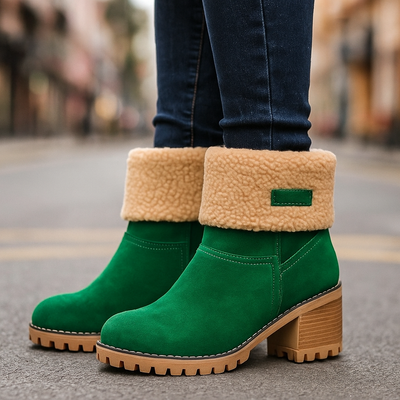 Sienna Ankle Boots | Fur Trim Block Heel Ankle Boots