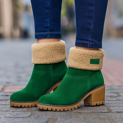 Sienna Ankle Boots | Fur Trim Block Heel Ankle Boots