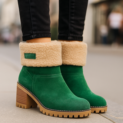 Sienna Ankle Boots | Fur Trim Block Heel Ankle Boots