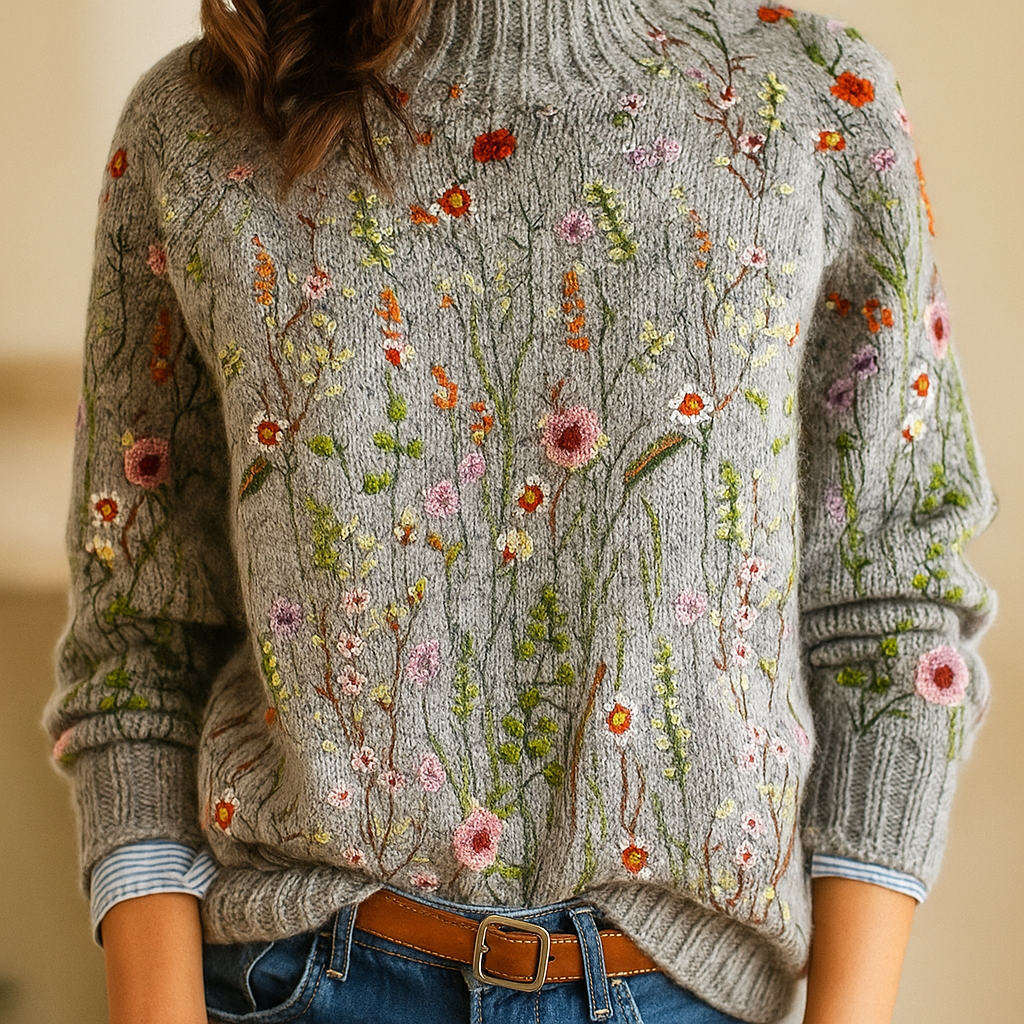 Maurine | Vintage floral print turtleneck sweater