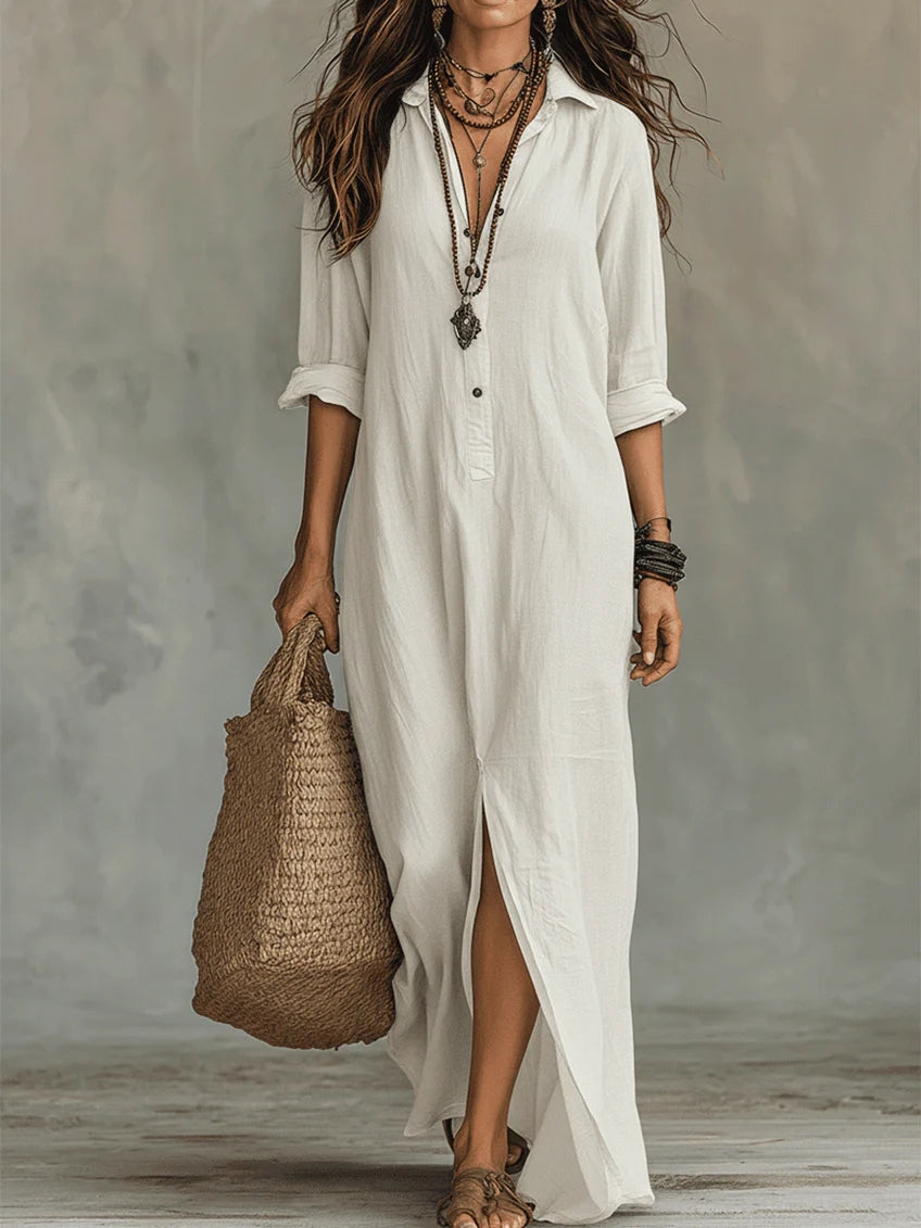 Soline | Fluid Maxi Dress with Front Buttons