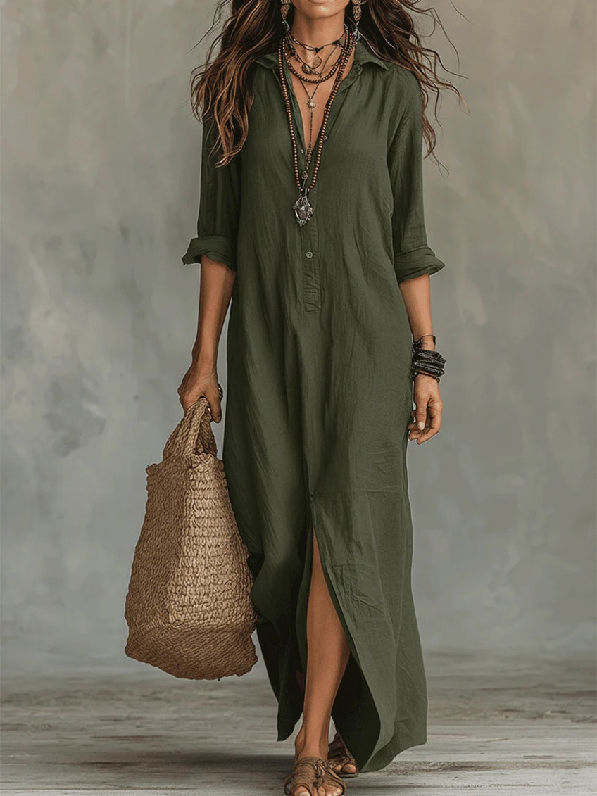 Soline | Fluid Maxi Dress with Front Buttons