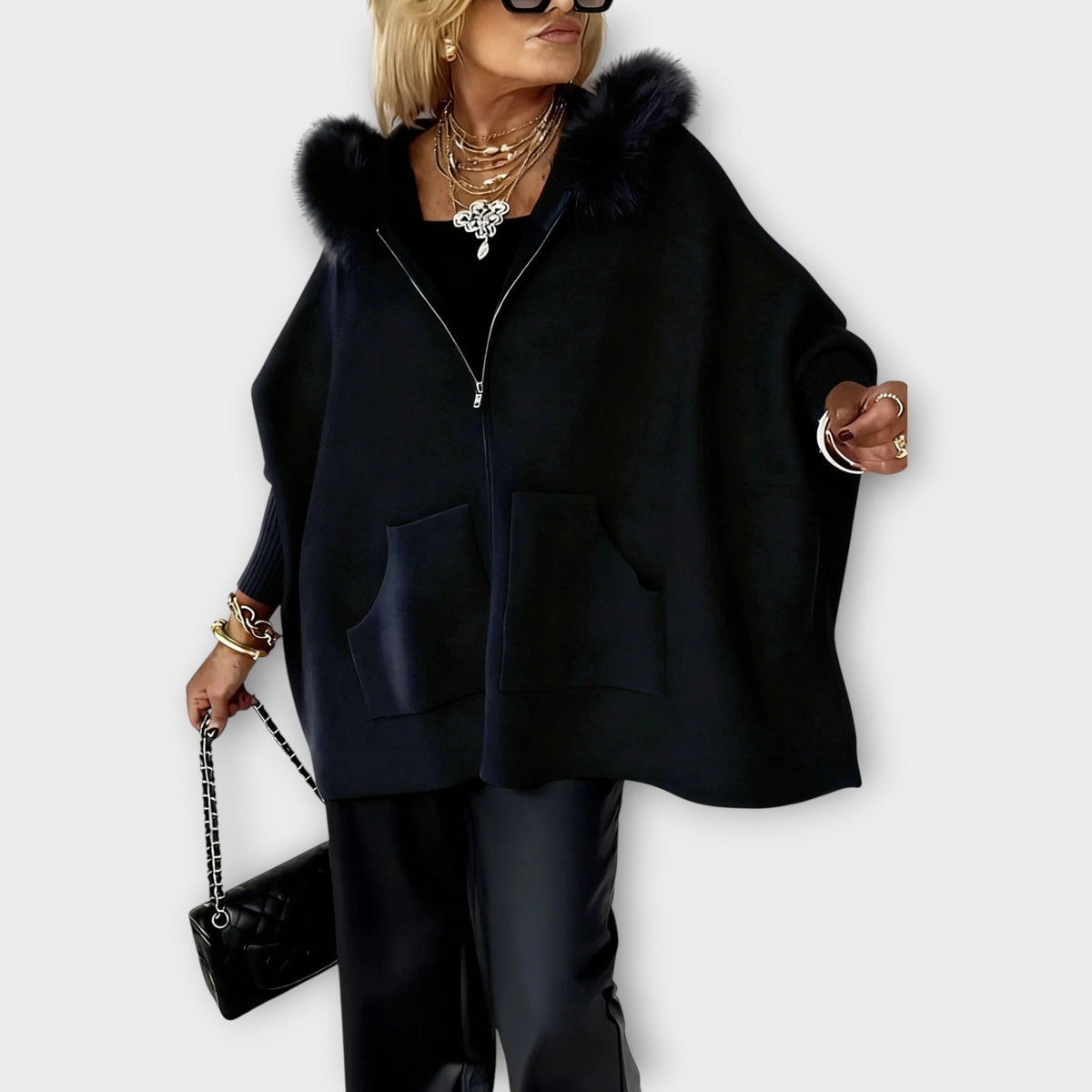 Luxury Faux Fur Hooded Coat