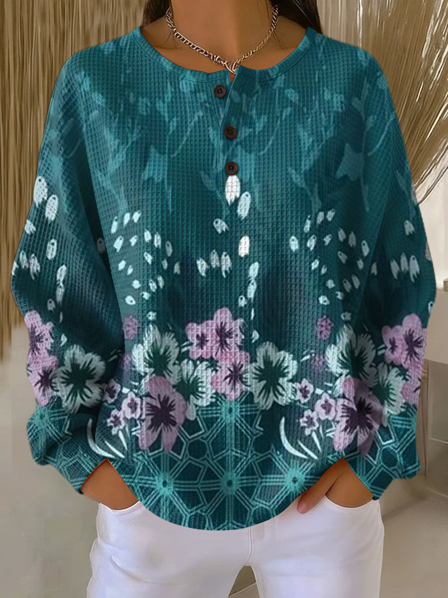 Nora | Women's Floral Pattern Longline Sweater