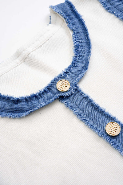 Kyriaki | Dzianinowa Metaliczna Sukienka z Guzikami bez Rękawów