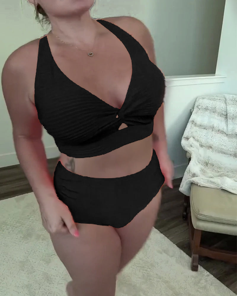 Anna | Wygodne, jednokolorowe bikini z trójkątnym stanikiem