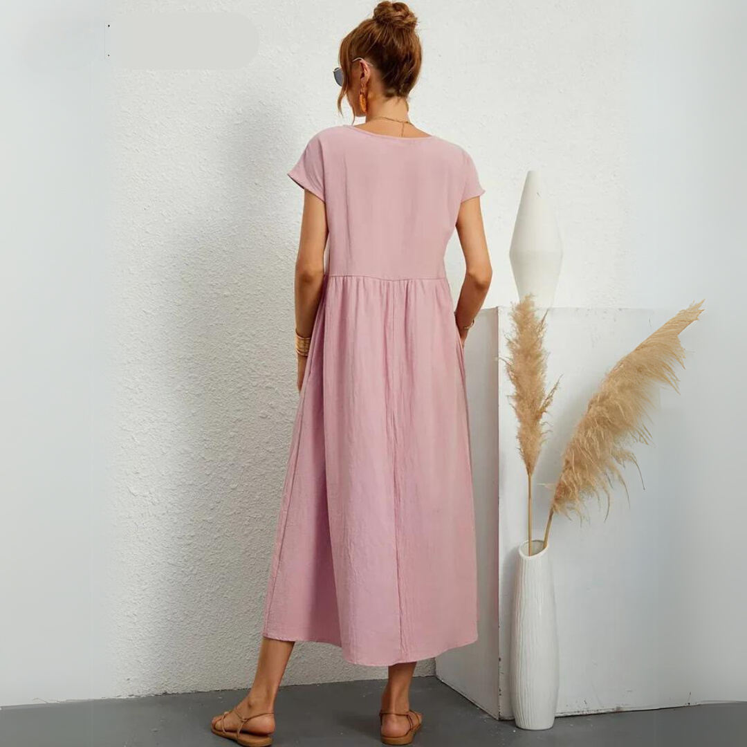 Isamene | 100% Czysta Bawełna Casual Midi Sukienka