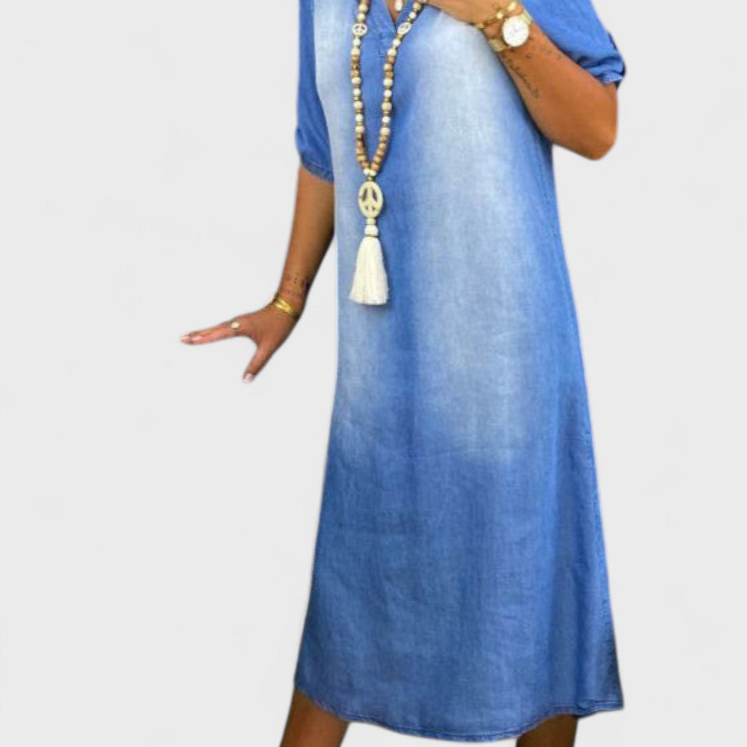 Ilse | Letnia sukienka z dekoltem w serek z denimu
