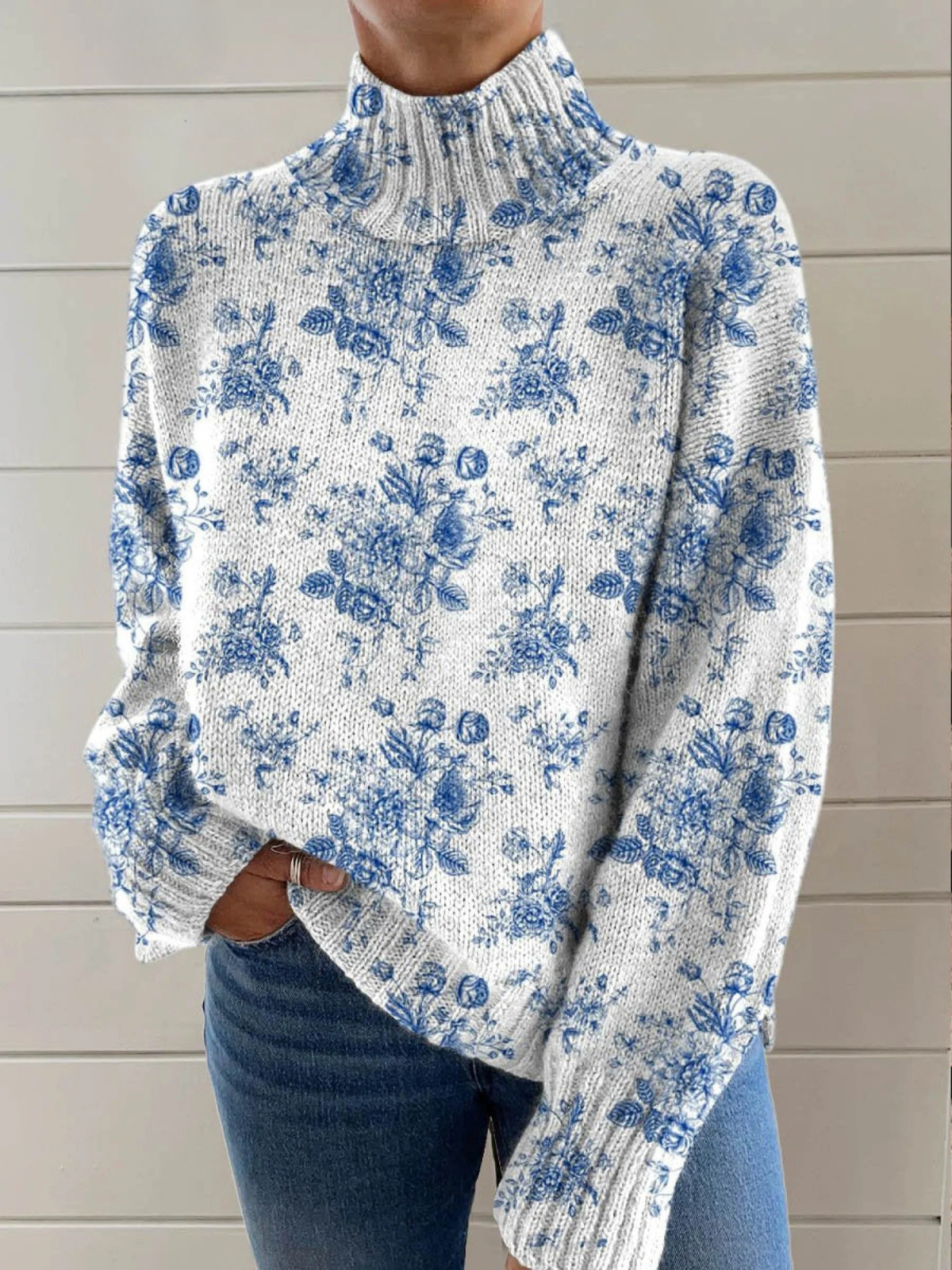 Milka | Floral Pattern with Artistic Print Turtleneck