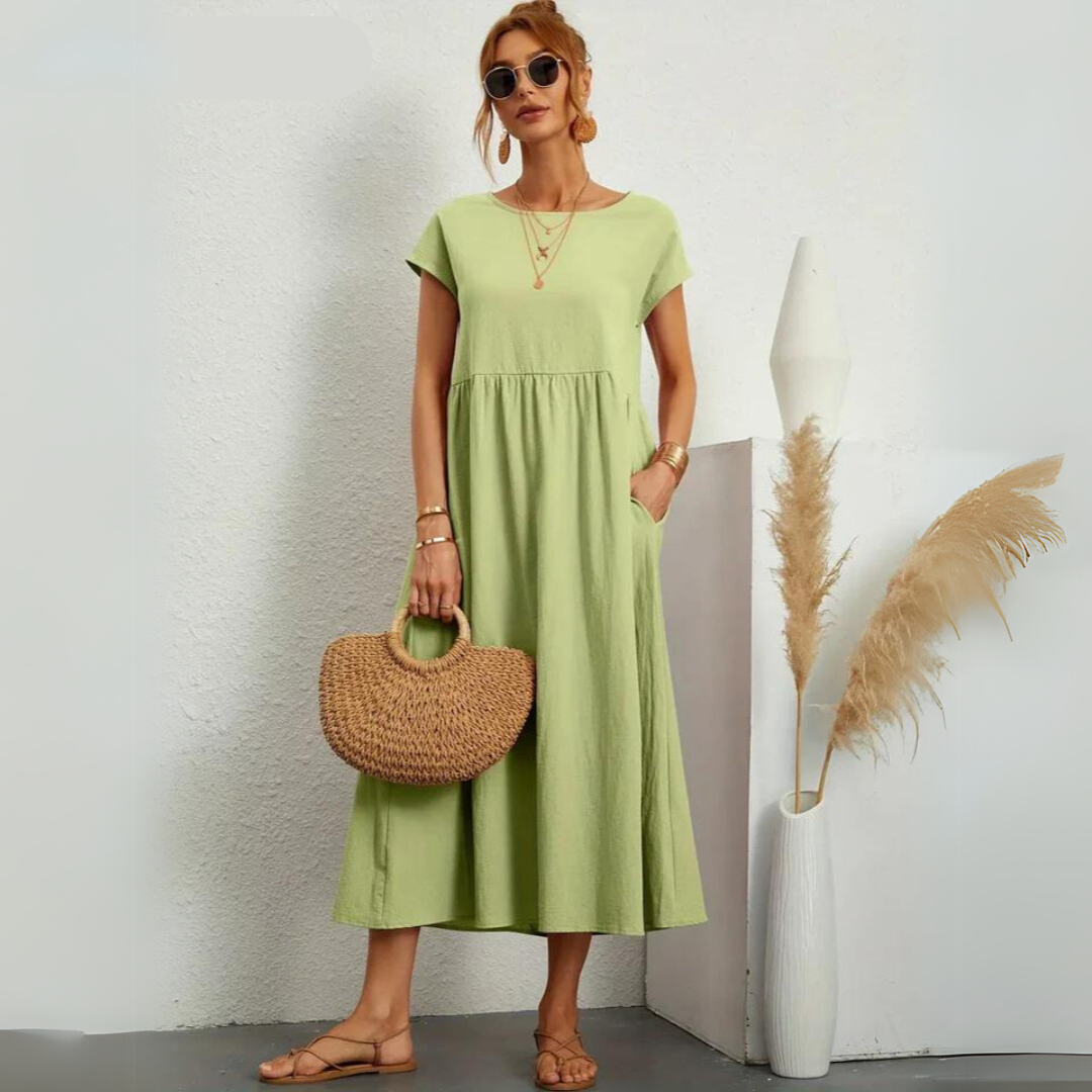 Isamene | 100% Czysta Bawełna Casual Midi Sukienka