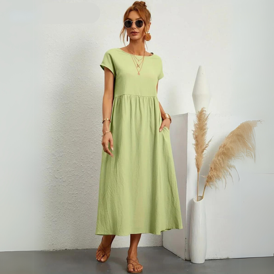 Isamene | 100% Czysta Bawełna Casual Midi Sukienka